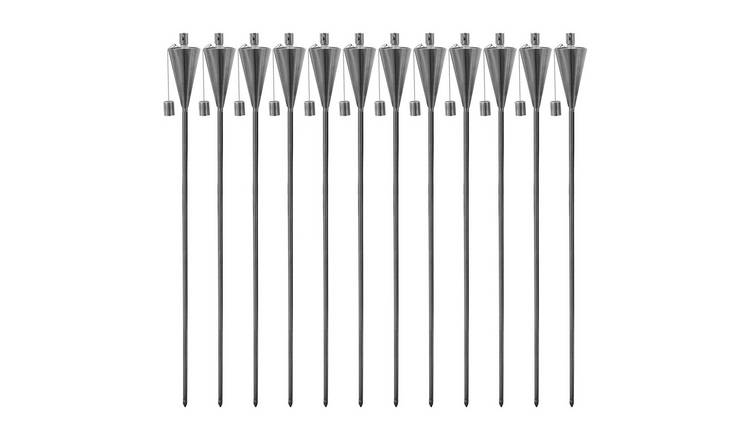 Harbour Housewares Metal Garden Torches - Cone - Silver - Pack of 12