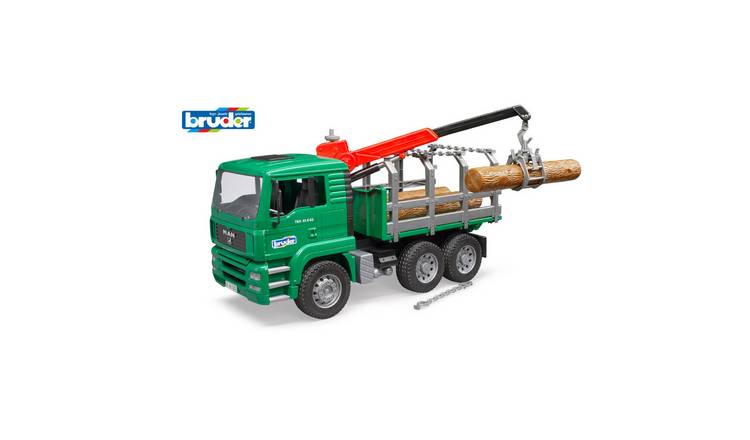 Bruder MAN TGA Timber Truck with Loading Crane & Trunks - Green - 1:16