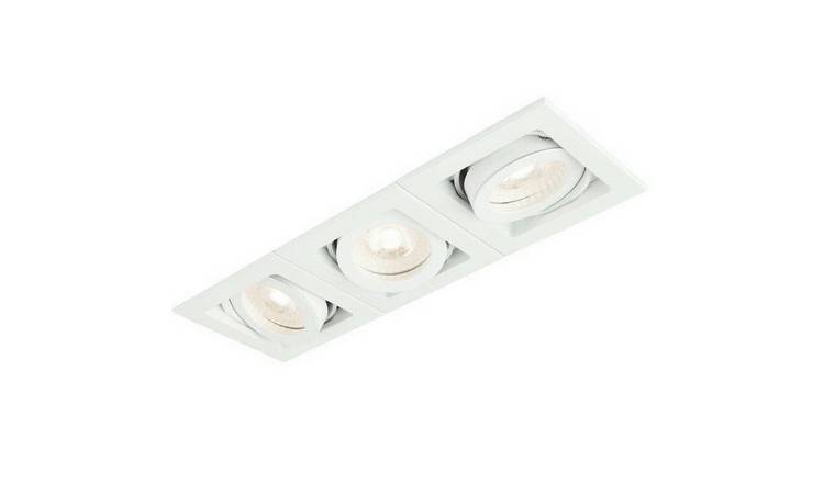 Loops Direct Die Cast Aluminium Triple Adjustable Ceiling Spotlight - White