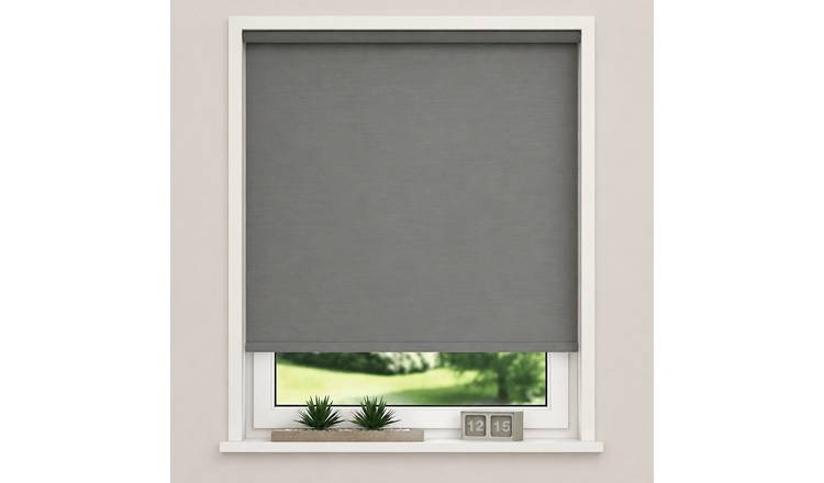 New Edge Blinds Grey Thermal Blackout Roller Blind - 125cm x 165cm