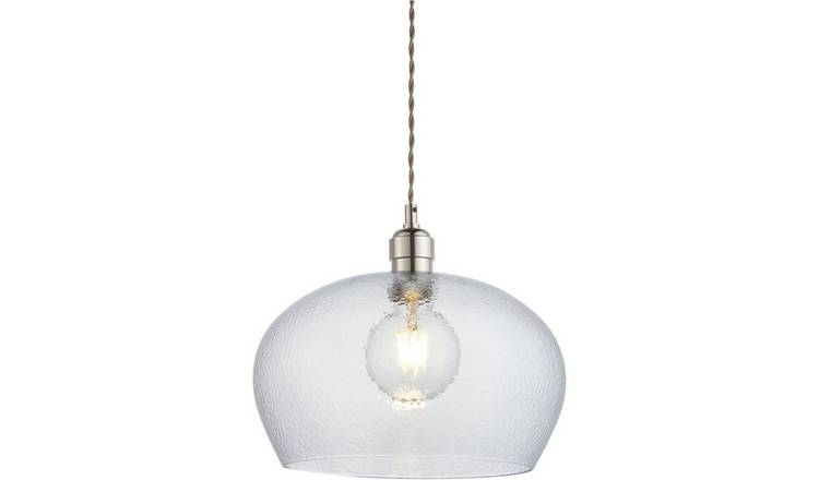 Loops Direct 31cm Diameter Steel LED Pendant Light - Bright Nickel