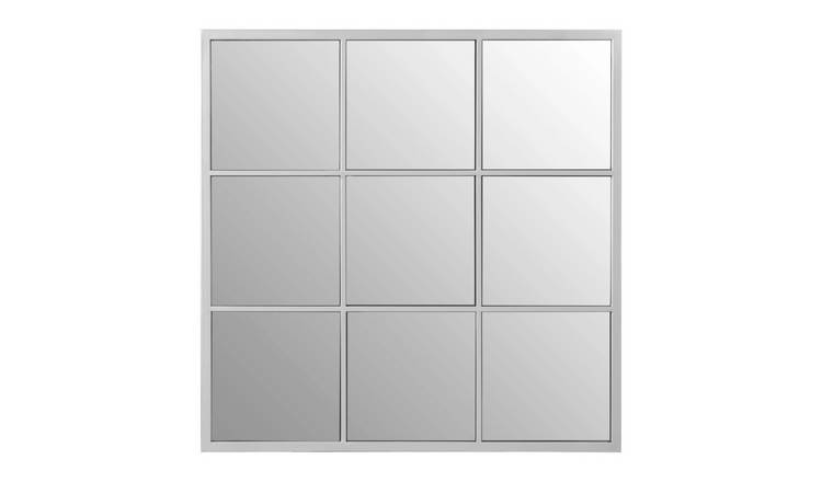 Orsina Descartes Square Design Finish Frame Wall Mirror – Silver