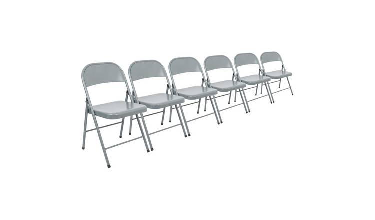Harbour Housewares Metal Folding Chairs Pack of 6 - Matt Grey