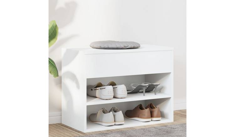 Walplus Engineered Wood Shoe Bench - White - 60 x 30 x 45 cm