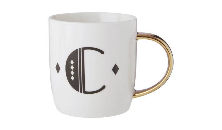 Orsina Diamond Deco C Monogram Mug – White