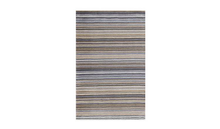 Mega Flooring Grey Handmade Striped Rug - 80 x 150cm