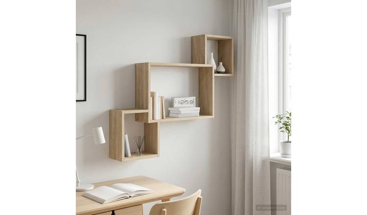 Walplus Engineered Wood Wall Shelf - Light Oak - 91.5 x 15 x 76 cm