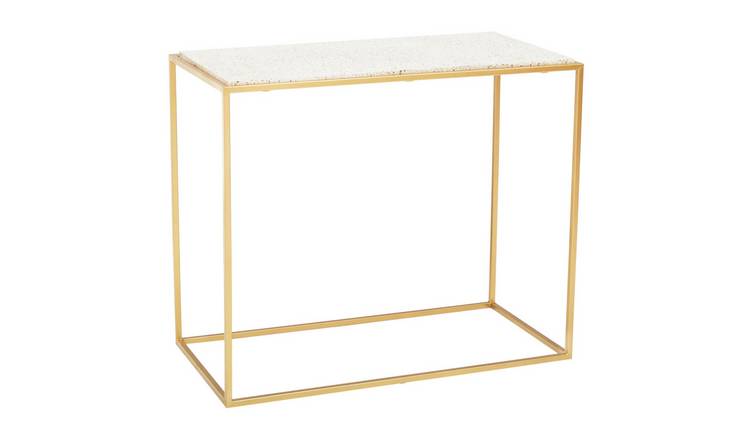 Orsina Templar Marble Console Table – White & Gold