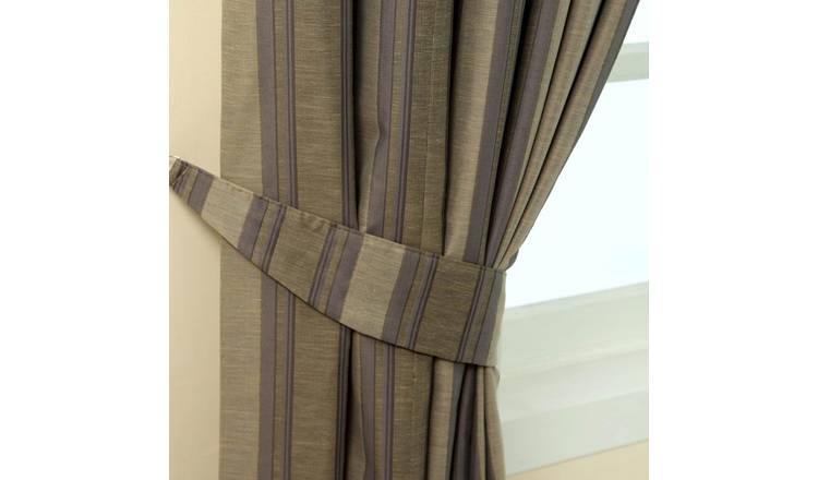 Homescapes Pack of 2 Modern Stripe Jacquard Curtain Tie Backs – Grey