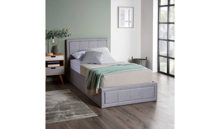 Home Treats Single 3ft Ottoman Bed With Hybrid Mattress- Grey