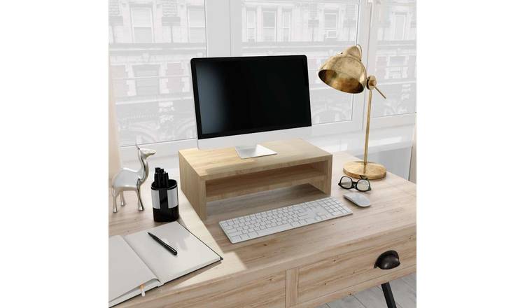 Walplus Engineered Wood Monitor Stand - Light Oak - 42 x 24 x 13 cm