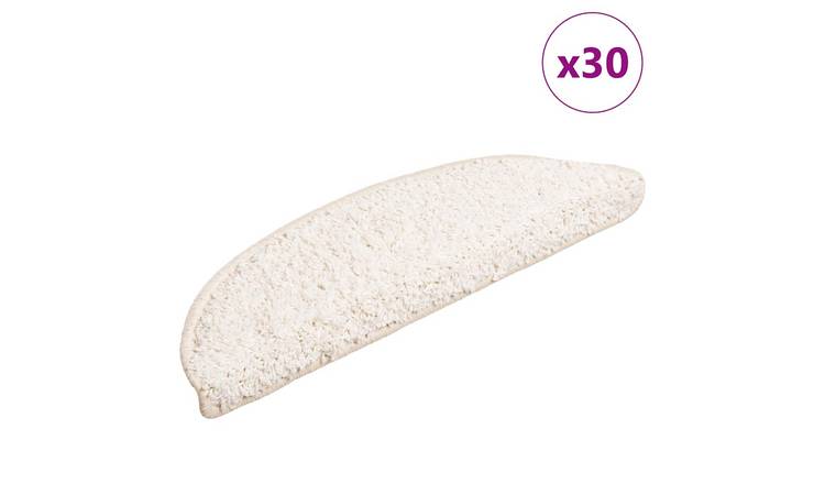 Walplus Pack of 30 Half Round Polypropylene Stair Mats - White - 56 x 17 cm