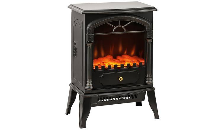 HOMCOM Adjustable Freestanding Electric Fireplace with 2 Heat Settings - Black