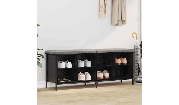 Walplus Engineered Wood Shoe Cabinet - Black Oak - 131 x 35 x 50 cm
