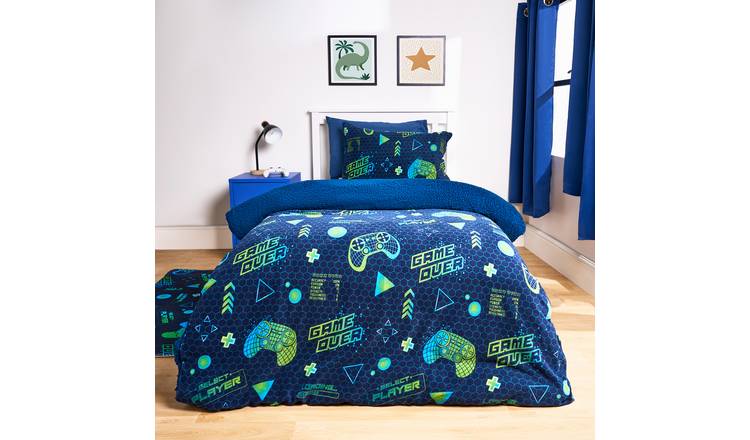 OHS Gaming Fleece Duvet Cover Set Bedding Warm Green - Single
