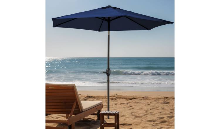 Keplin Crank and Tilt Garden Parasol with Cover 2.7m - Navy