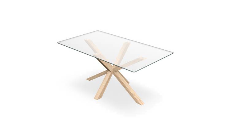Furniture Online Malvern 4-6 Seater Glass Dining Table - Oak
