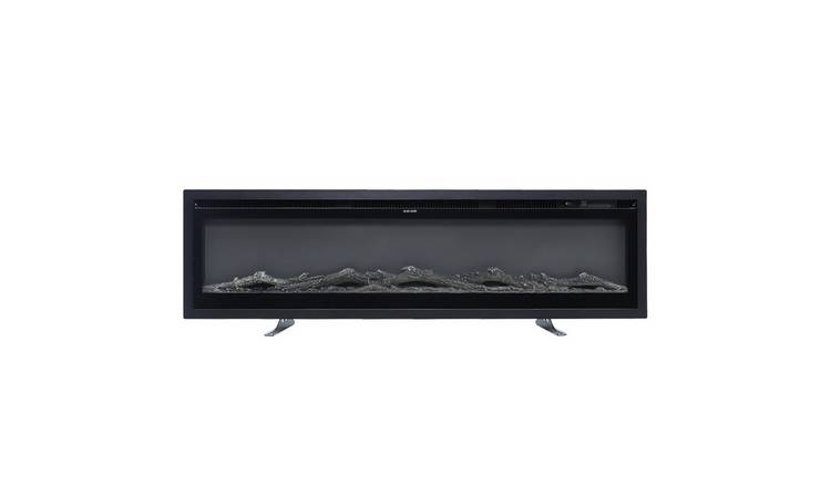 Living and Home Electric Fireplace with Remote Control - 127x14.2cm - Black
