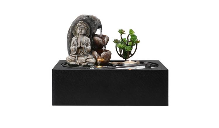 Living and Home Resin Tabletop Water Fountain with LED Lights