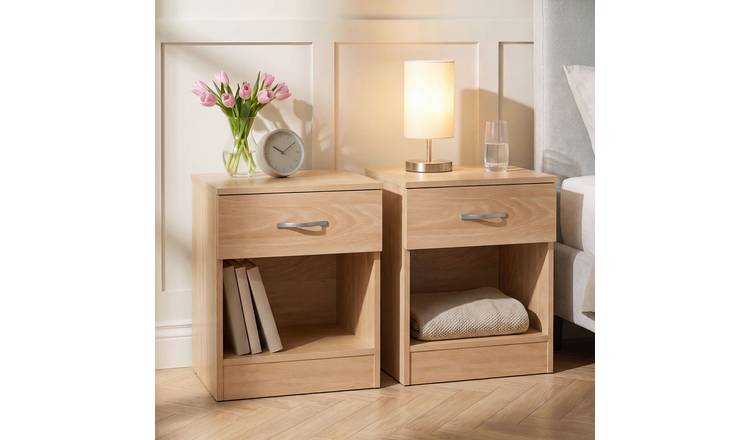 Vida Designs Riano 1 Drawer Bedside Chest Set of 2 - Pine