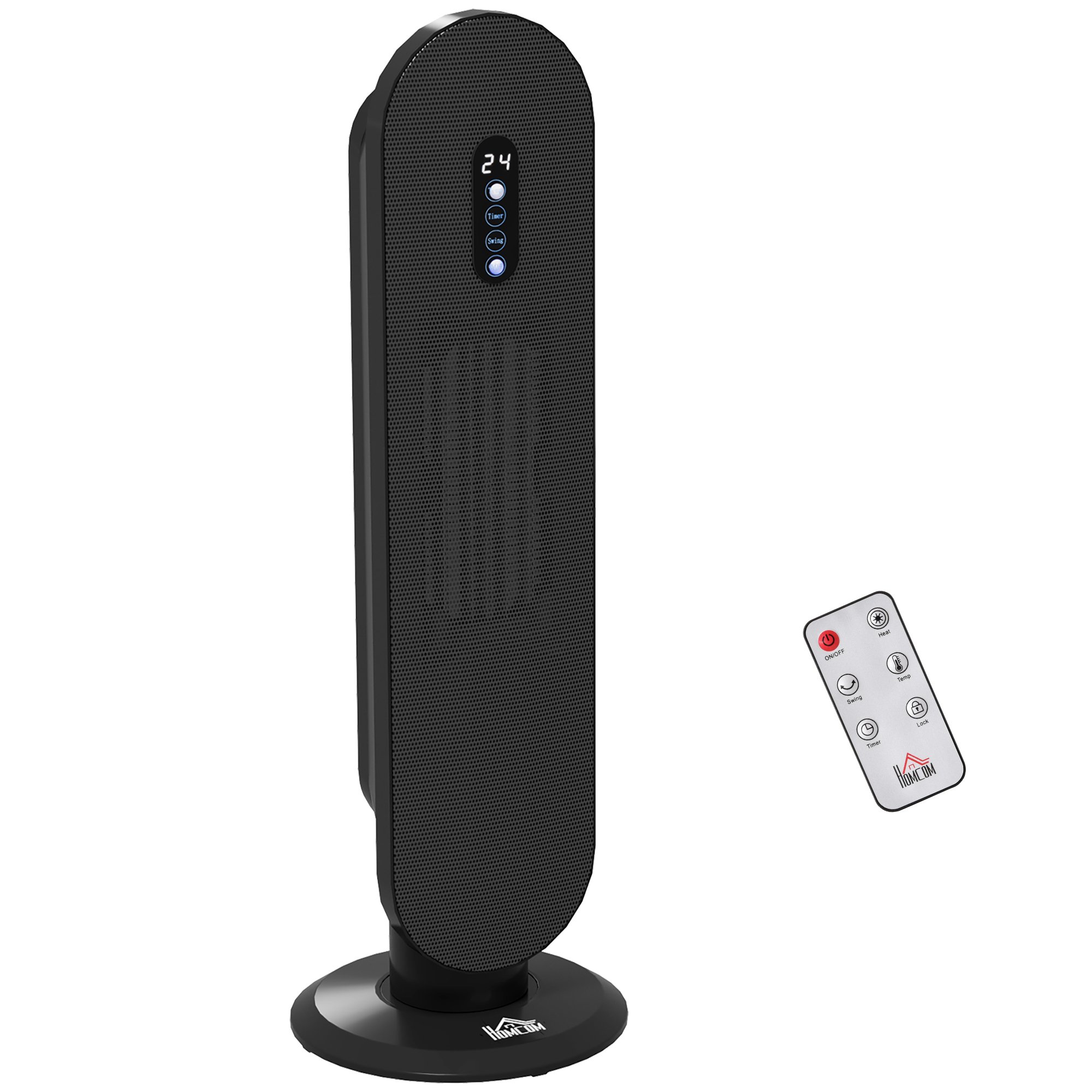 HOMCOM Electric Heater with 2 Heat and Remote Control - Black - Image 2