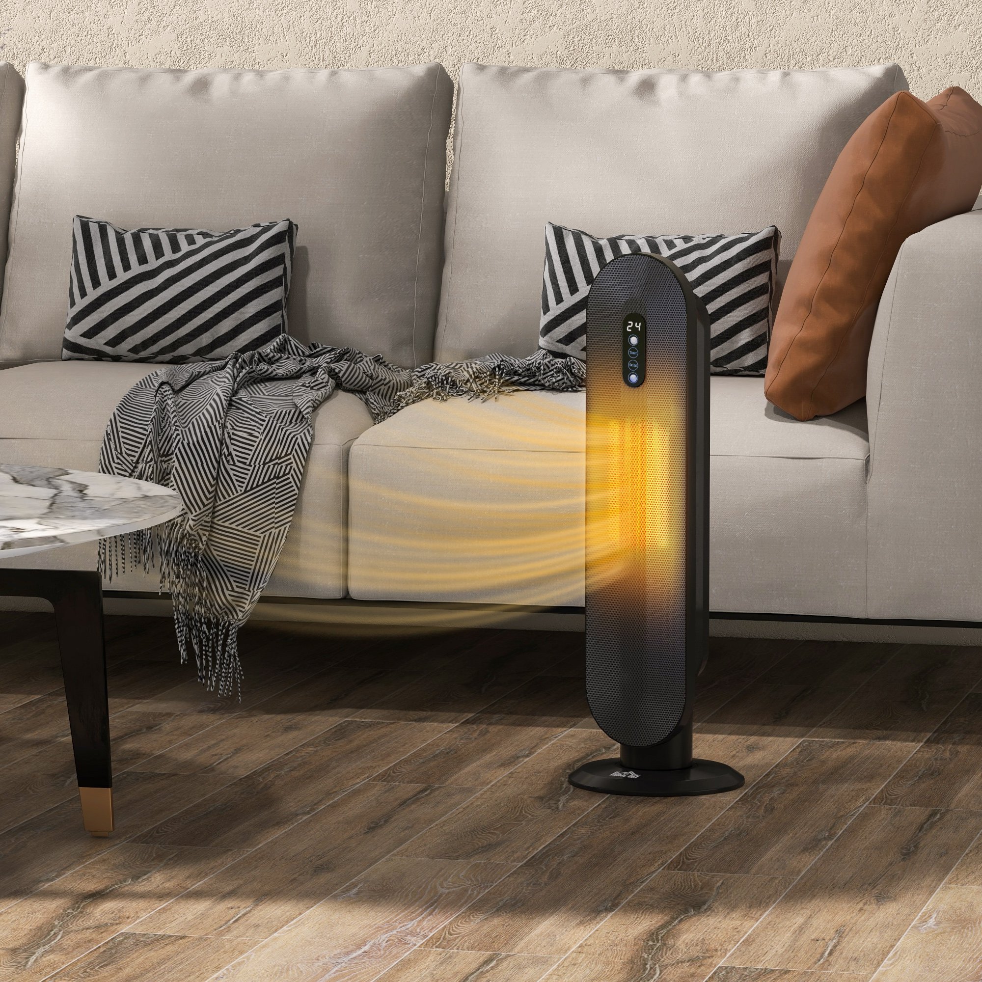 HOMCOM Electric Heater with 2 Heat and Remote Control - Black - Image 6
