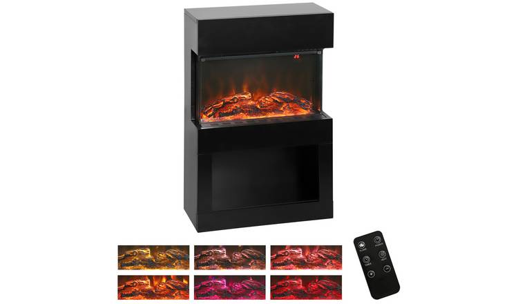 HOMCOM Electric Fireplace with 3 Brightness Levels - Black
