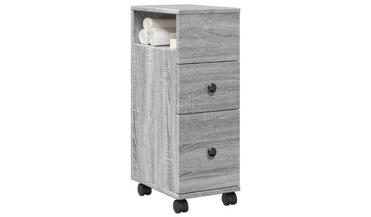 Walplus Engineered Wood Bathroom Cabinet - Grey and Oak - 23 x 33 x 65 cm