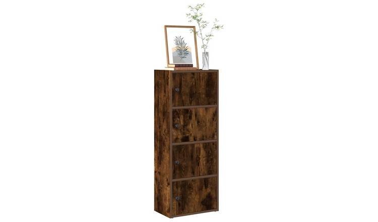 Walplus Engineered Wood Bookcase - Dark Oak - 40 x 24 x 102 cm (Smoked Oak)