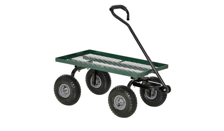 Outsunny Heavy Duty Garden Cart with Metal Framee - Green