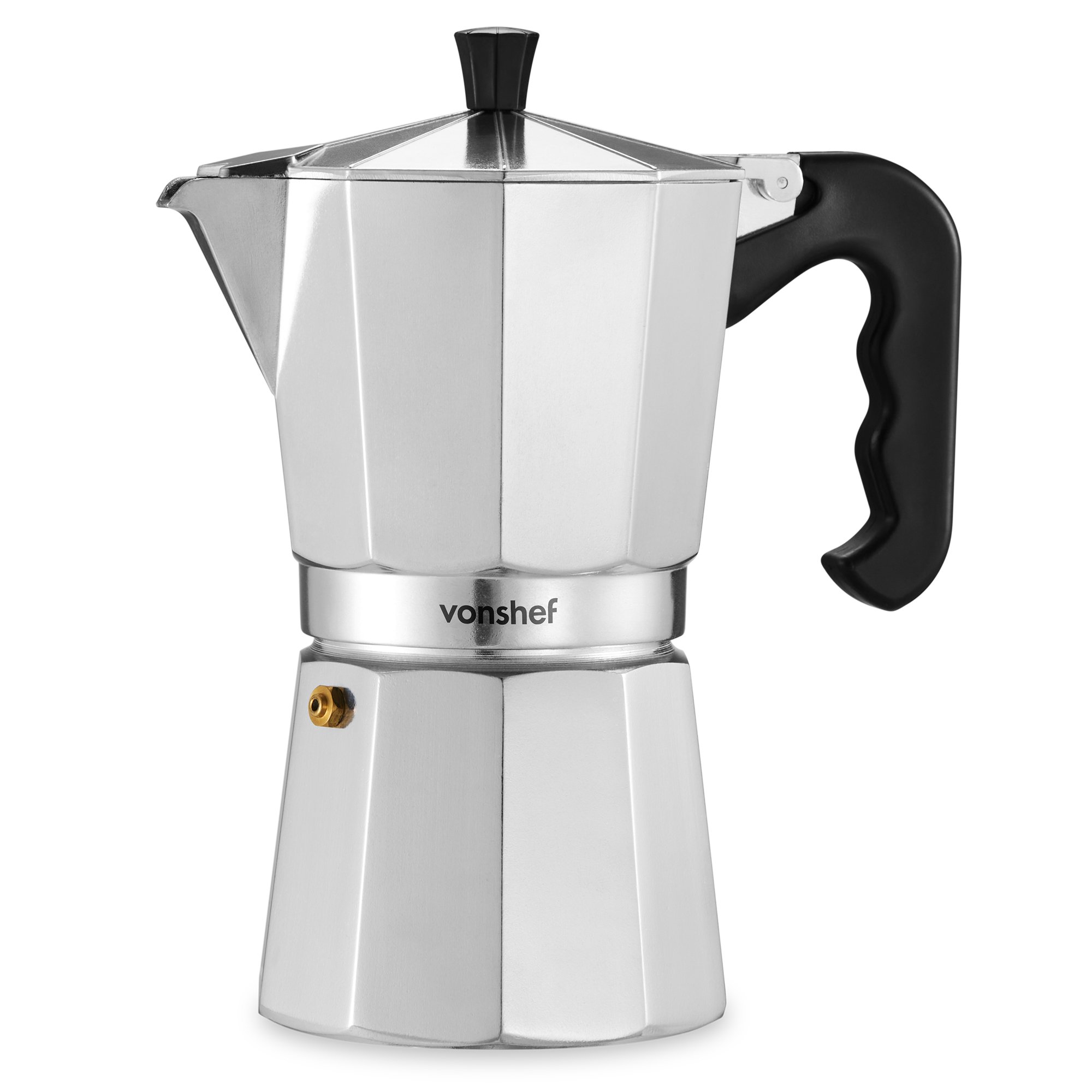 VonShef 9 Cup/450ml Italian Espresso Moka Coffee Maker - Silver - Image 1
