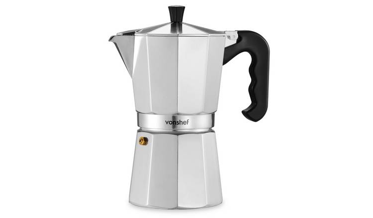 VonShef 9 Cup/450ml Italian Espresso Moka Coffee Maker - Silver