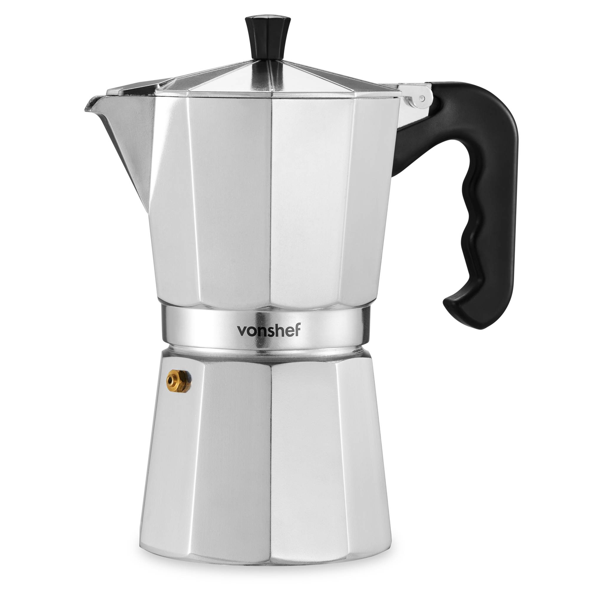 VonShef 9 Cup/450ml Italian Espresso Moka Coffee Maker - Silver - Image 1