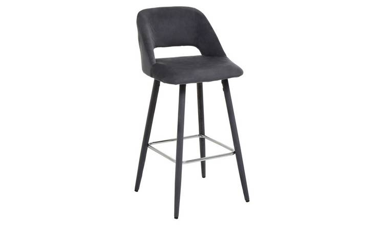 Orsina Warren Velvet Bar Chair – Grey & Silver