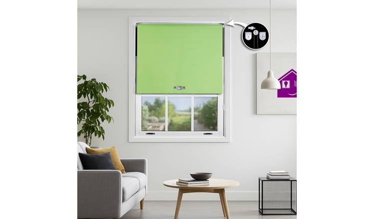 Furnished Lime Blackout Roller Blind Triple Square Eyelets - 60 x 165cm