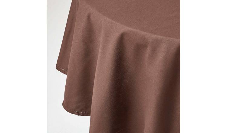Homescapes Cotton Round Tablecloth - 178 cm - Chocolate