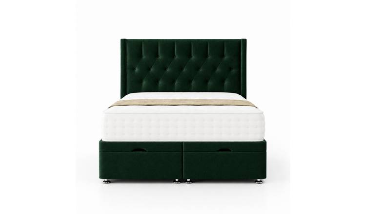 Comfy Deluxe Miami Wing  5ft King Size  End Lift Ottoman Bed Set - Green