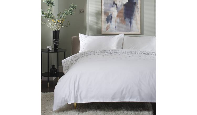 The Lyndon Company Blocks White Embroidered Duvet Set - Single