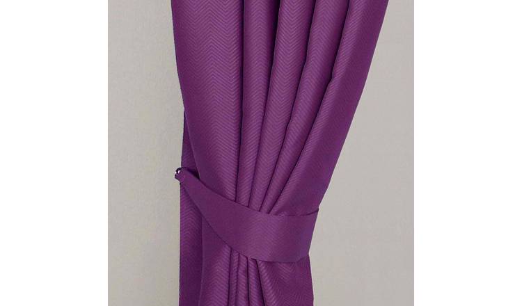 Homescapes Pack of 2 Herringbone Chevron Curtain Tie Backs – Aubergine