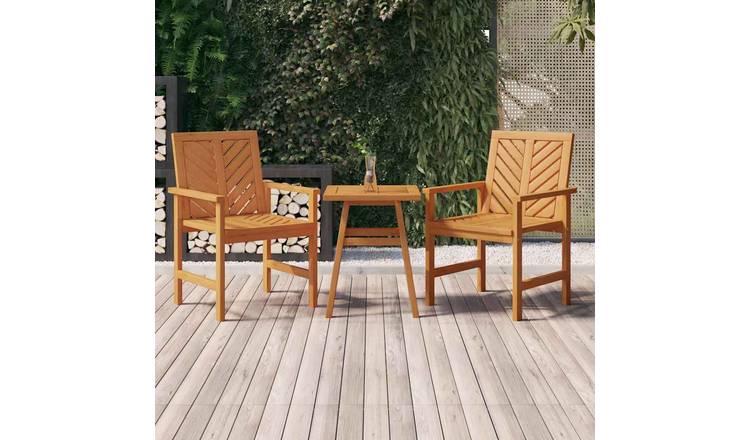 Walplus 2 Piece Wood Garden Dining Chairs - Brown - 62 x 59 x 88 cm