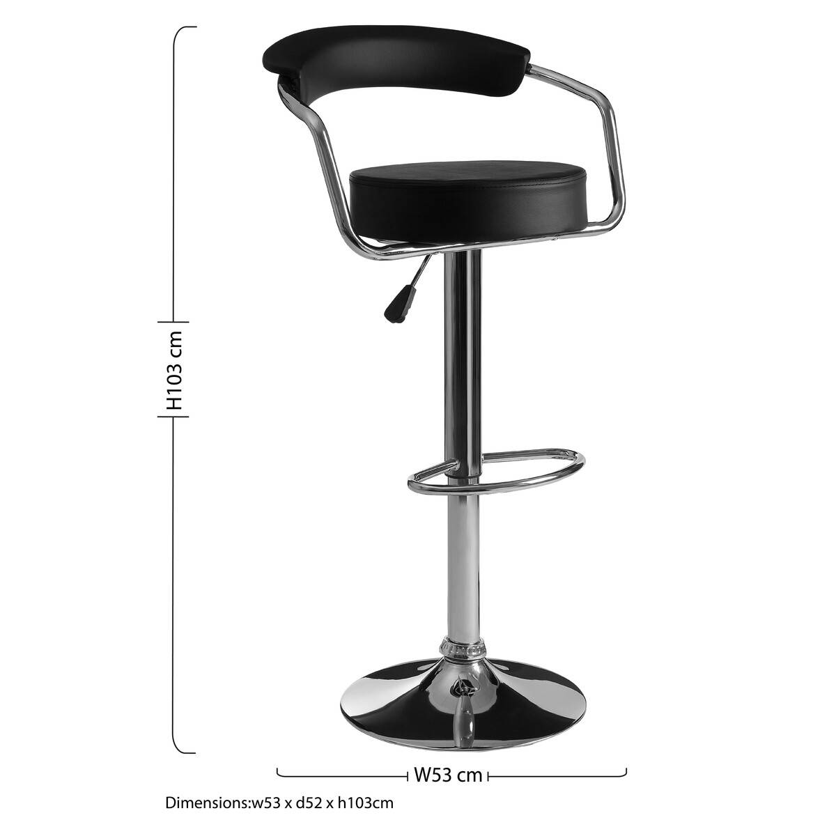 Orsina Scala Leather Effect Adjustable Bar Chair - Black - Image 4