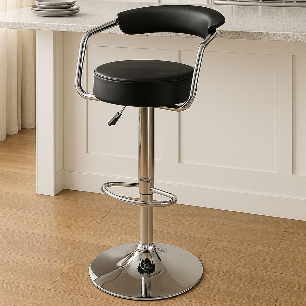 Orsina Scala Leather Effect Adjustable Bar Chair - Black - Image 2