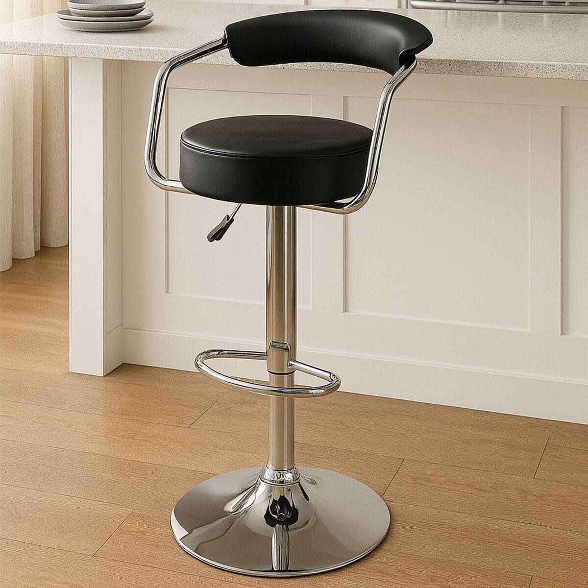 Orsina Scala Leather Effect Adjustable Bar Chair - Black - Image 2