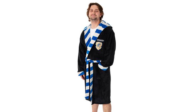 Harry Potter Ravenclaw Adult Unisex Black Hooded Bathrobe - XXL