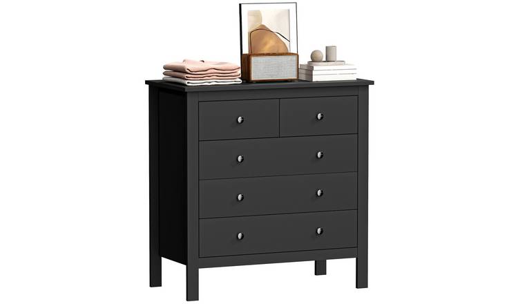 HOMCOM 5 Drawer Chest of Drawers – Black
