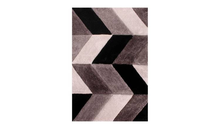 Mega Flooring Grey Shaggy Geometric Rug - 60 x 110cm
