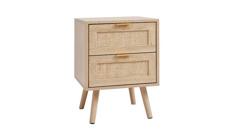 Living and Home 2 Pack Wood and Rattan Side Cabinet - Natural