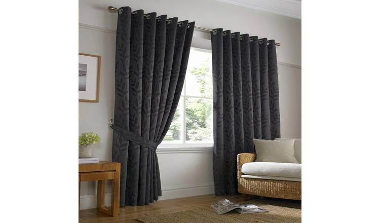 Alan Symonds Tivoli Eyelet Curtains - Charcoal - 168 x 229cm