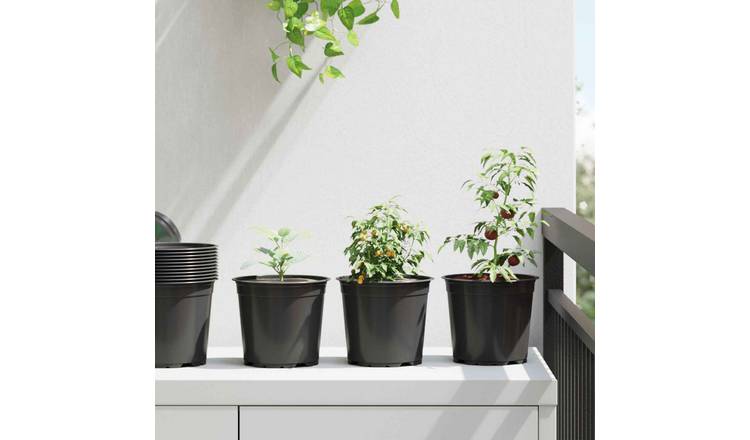 Walplus Pack of 50 Plastic Plant Pot - Black - 15 x 15 x 13 cm