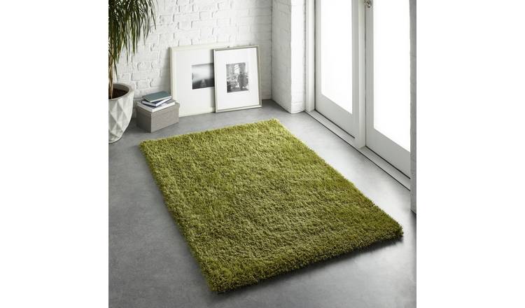 Mega Flooring Green Shaggy Plain Rug - 67 x 200cm